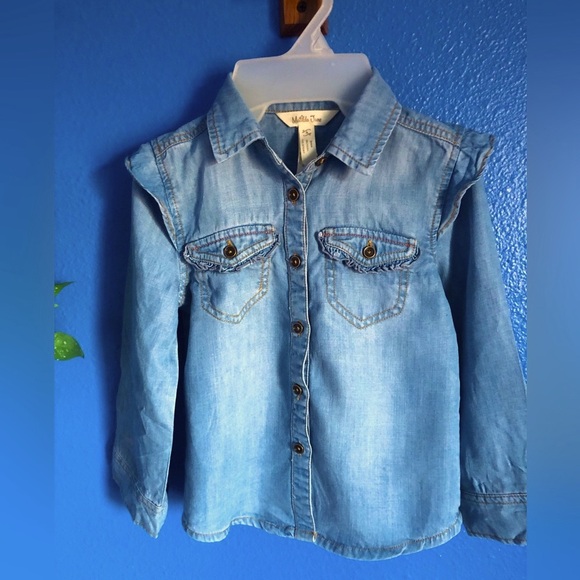 Matilda Jane Lyles Chambray Denim Button Down Shirt. Long Sleeve. Size 4. EUC. - Picture 2 of 15